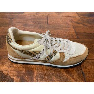 Gola Cream & Tan Suede Animal Print Lace-Up Sneakers, Size 10 | 41